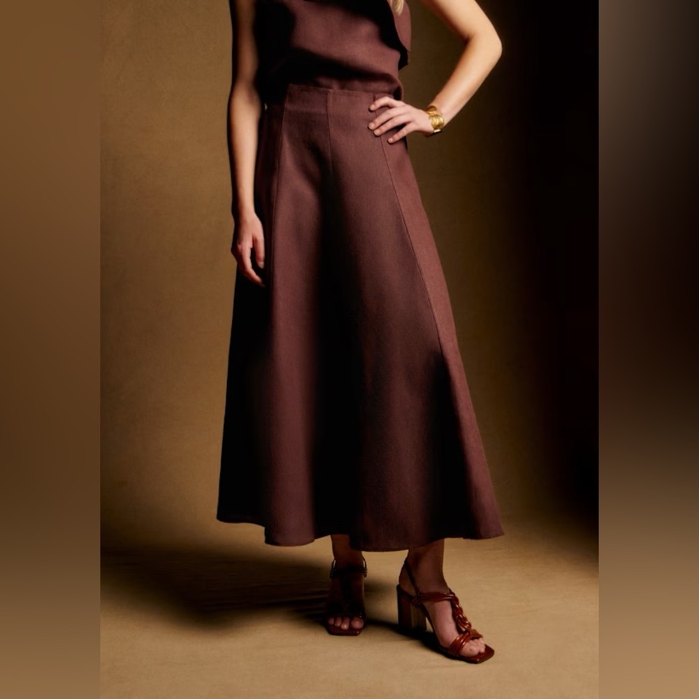Brown Sezane linen maxi skirt